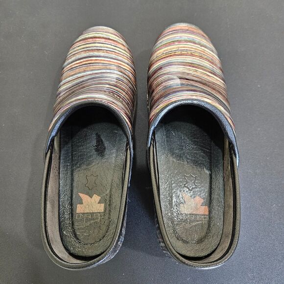 Dansko Womens Patent XP Striped Clog Size 38 Multicolor Nurse Comfort Work Shoes - Picture 4 of 9